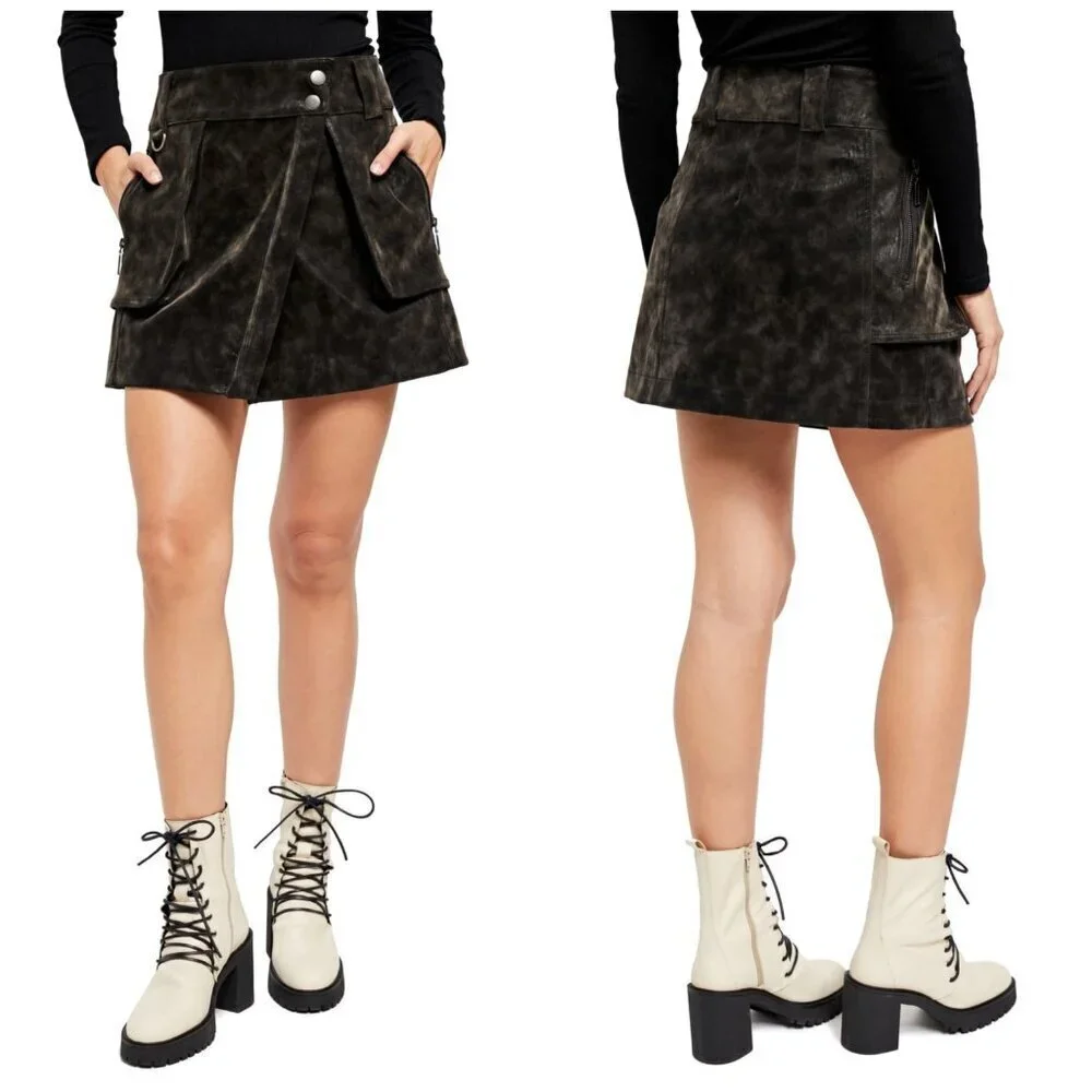 Free people Carson Utility Faux Wrap Mini Skirt, Size 2, New